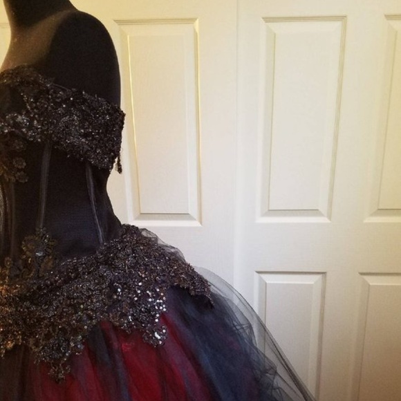 Lilith Goth Twilight Black Red Corset Ballgown Set